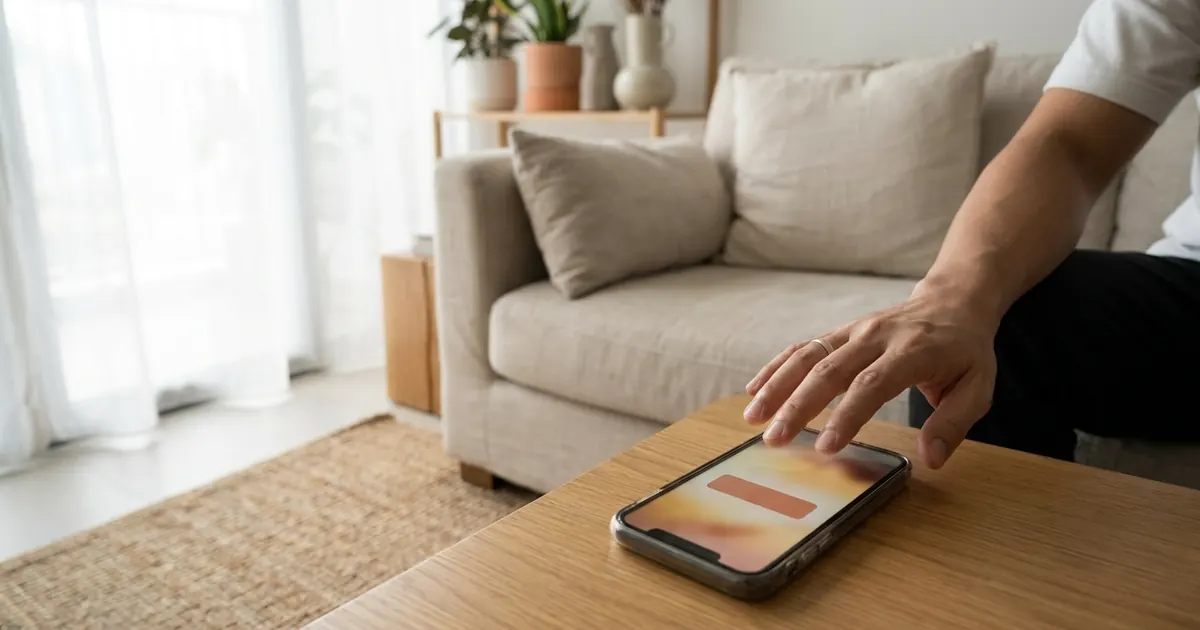 A hand about to confirm a booking on a phone